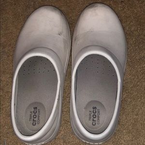 White closed toe crocs